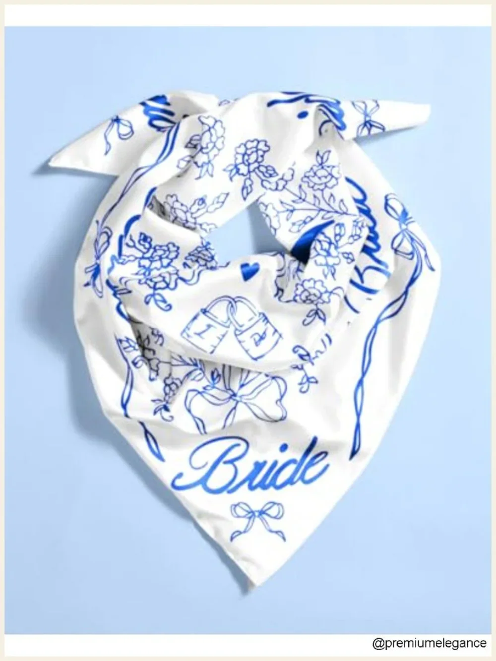 White Bridal Silk Head Scarf, Bride Bandana, Bachelorette Party Accessory, 27x27